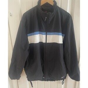 VTG Men’s Nike Athletic Full Zip Mesh Lining Jacket L Black Blue White